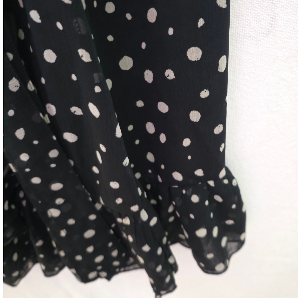 Urban Outfitters Ruffle Trim Rara Polka-Dot Mini-Skirt XL Black Tan Whimsigoth - Picture 2 of 12